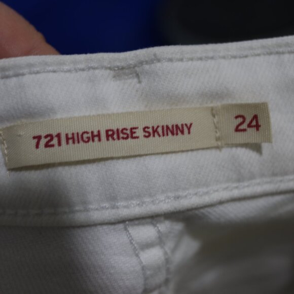 Levis 721 High Rise Skinny White Jeans 24 - Picture 15 of 16